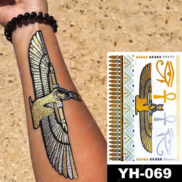 New Waterproof Temporary Tattoo Sticker Golden Silver Flower Jewelry Flash Fashion Different Design Tattoos For Womens