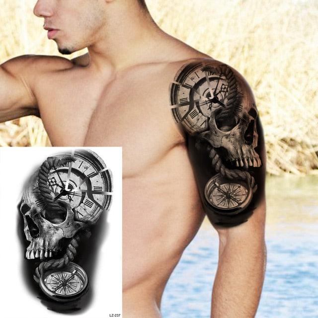 Realistic Lion Temporary Tattoo Black Warrior Sticker Waterproof Luxury Tattoo For Men Women
