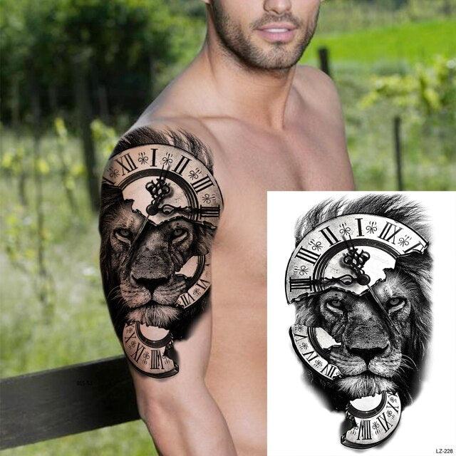 Big Black Tiger Tattoos Waterproof Leopard Tatoos Large Monster Body Arm Legs Tattoo Cool Tiger Face Temporary Tattoos For Women Men