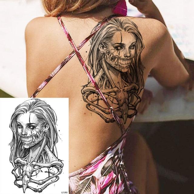 Big Black Tiger Tattoos Waterproof Leopard Tatoos Large Monster Body Arm Legs Tattoo Cool Tiger Face Temporary Tattoos For Women Men