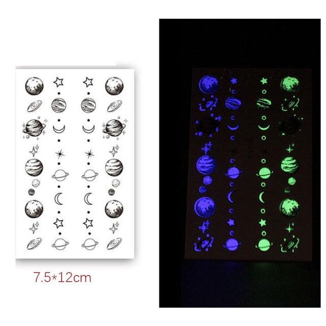 Fashion Luminous Sticker Tattoos Waterproof Temporary Different Luxury Tattoos For Womens Mens Kids