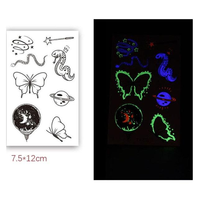 Fashion Luminous Sticker Tattoos Waterproof Temporary Different Luxury Tattoos For Womens Mens Kids