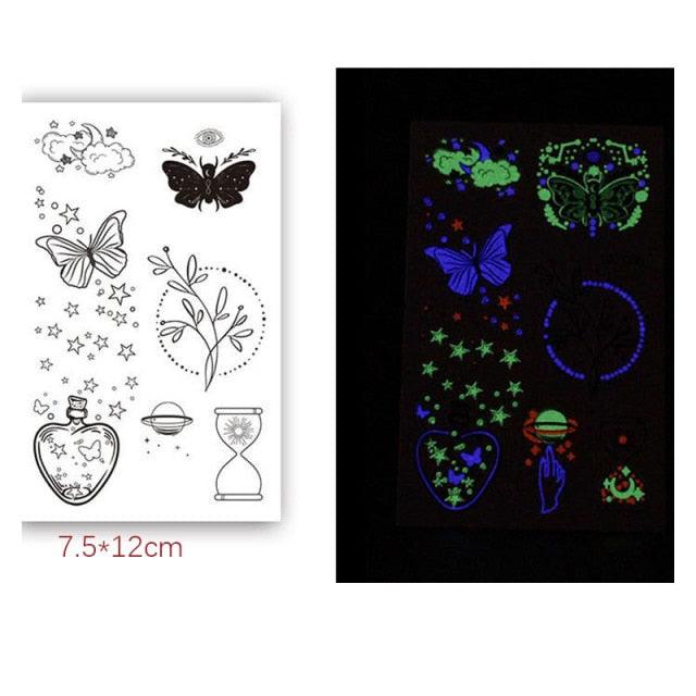 Fashion Luminous Sticker Tattoos Waterproof Temporary Different Luxury Tattoos For Womens Mens Kids