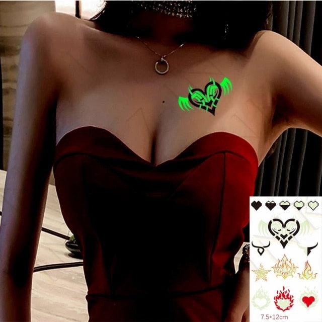 Fashion Luminous Sticker Tattoos Waterproof Temporary Different Luxury Tattoos For Womens Mens Kids