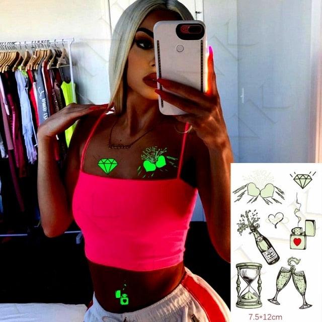 Fashion Luminous Sticker Tattoos Waterproof Temporary Different Luxury Tattoos For Womens Mens Kids