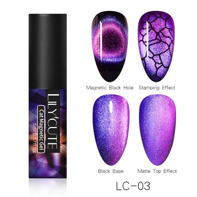 Modern Styllish Elegant 9D Cat Magnetic Nail Gel Polish UV LED  Permanent Elegant Colorful Charming Effect For Womens