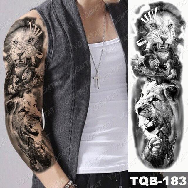 Full Women Man Realistic Waterproof Temporary Tattoo Tiger Stickers Luxury Big Design For Arm Thigh
