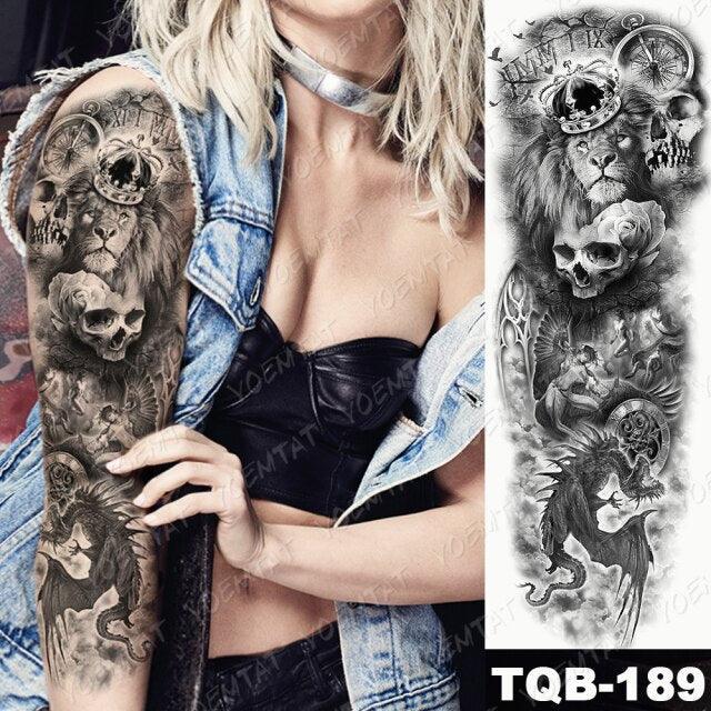 Full Women Man Realistic Waterproof Temporary Tattoo Tiger Stickers Luxury Big Design For Arm Thigh