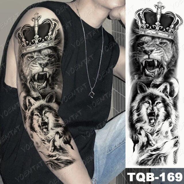 Full Women Man Realistic Waterproof Temporary Tattoo Tiger Stickers Luxury Big Design For Arm Thigh