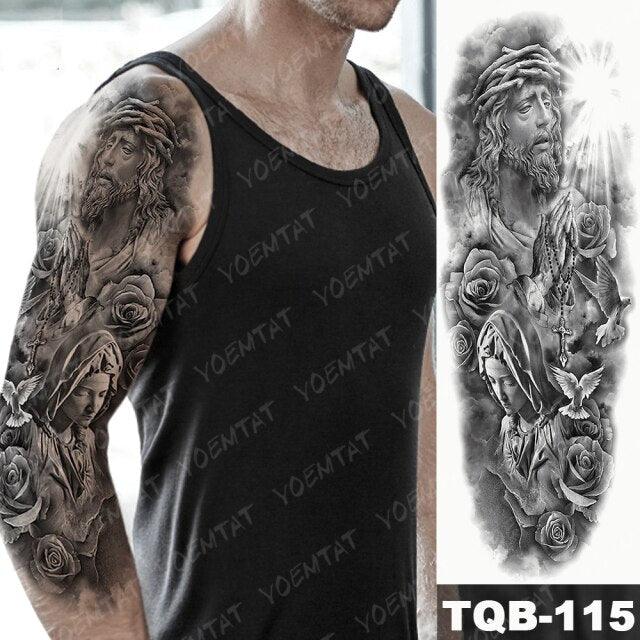 Full Women Man Realistic Waterproof Temporary Tattoo Tiger Stickers Luxury Big Design For Arm Thigh