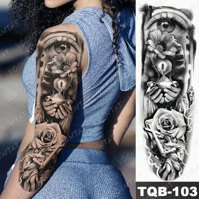 Full Women Man Realistic Waterproof Temporary Tattoo Tiger Stickers Luxury Big Design For Arm Thigh