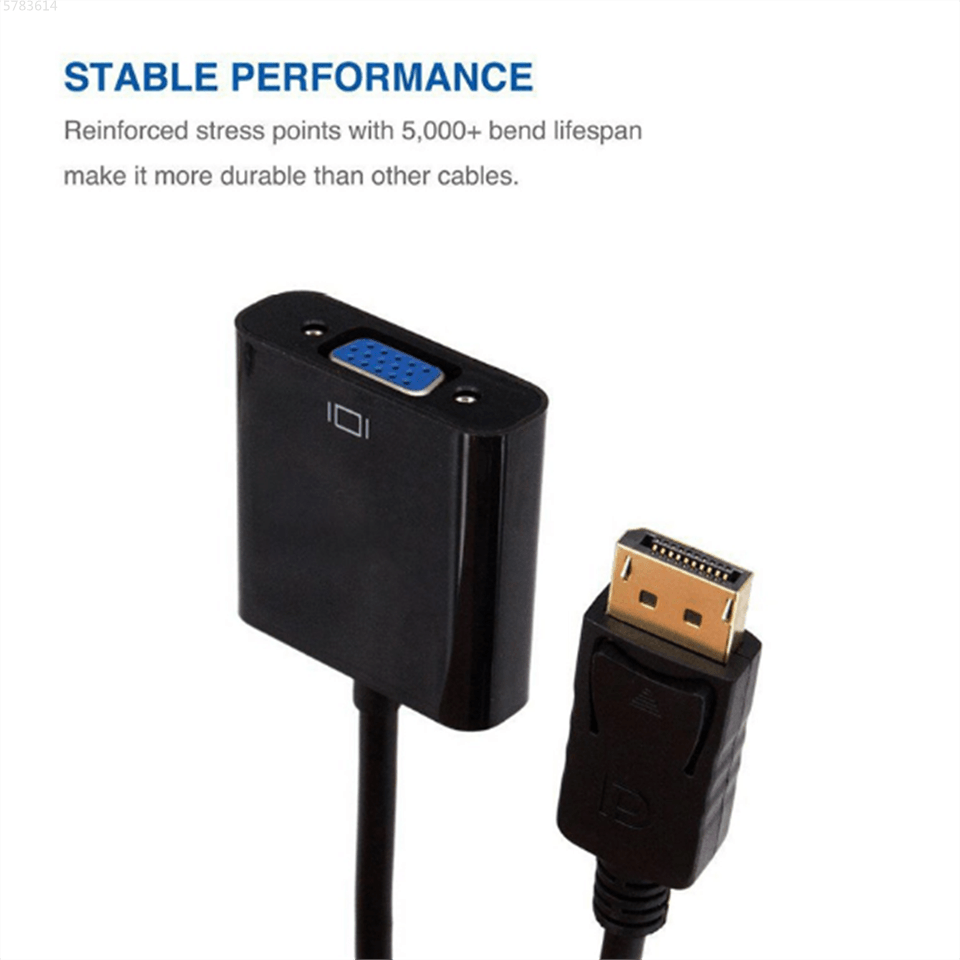 DisplayPort to VGA Adapter Cable Converter Compatible with Computer, Desktop, Laptop, PC, Monitor, Projector.