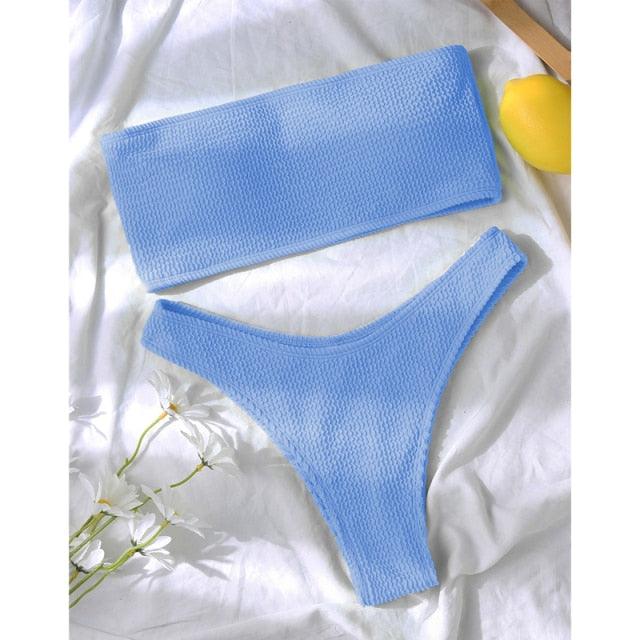 Women One-Shoulder Bikini Swimsuit Women Push Up Swimwear Women's Bathing Suit Comfortable Bikini Ribbed Two Piece Swimsuit Bikini Set Summer Bathing Suit Beach Wear Swimming Suit