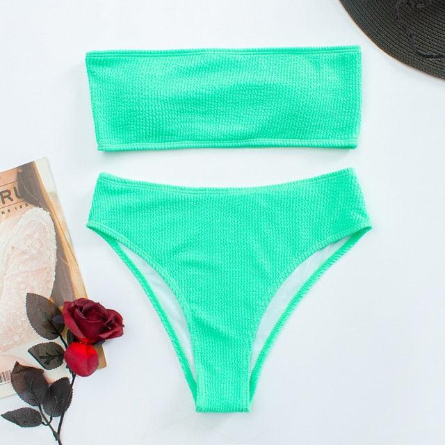Women One-Shoulder Bikini Swimsuit Women Push Up Swimwear Women's Bathing Suit Comfortable Bikini Ribbed Two Piece Swimsuit Bikini Set Summer Bathing Suit Beach Wear Swimming Suit