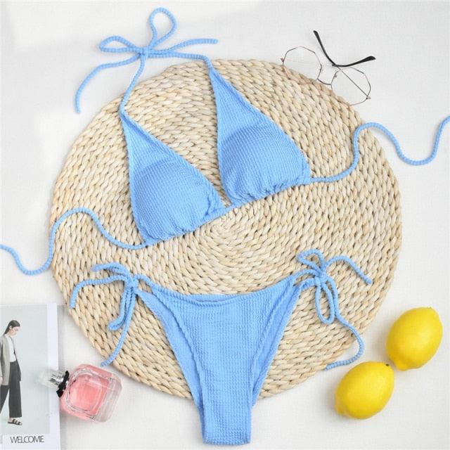 Women One-Shoulder Bikini Swimsuit Women Push Up Swimwear Women's Bathing Suit Comfortable Bikini Ribbed Two Piece Swimsuit Bikini Set Summer Bathing Suit Beach Wear Swimming Suit
