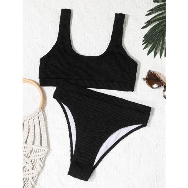 Women One-Shoulder Bikini Swimsuit Women Push Up Swimwear Women's Bathing Suit Comfortable Bikini Ribbed Two Piece Swimsuit Bikini Set Summer Bathing Suit Beach Wear Swimming Suit