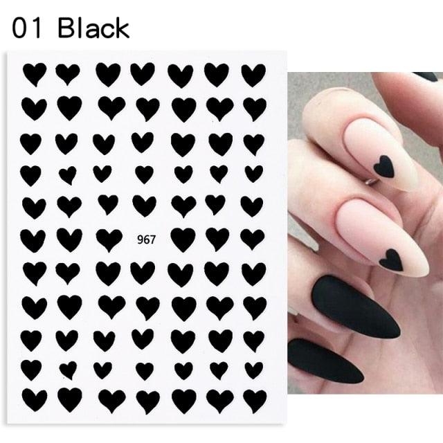 Rose Gold Star 3D Nail Stickers Silver Black White Star Heart Transfer Stickers for Nails DIY Decals Manicures Decoration Tips Nail Art Decals Water Transfer Nail Decals Sticker For Pretty Girl Self-Adhesive Nail Decals Designer Nail Stickers for Acrylic