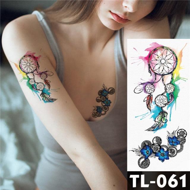 New Colorful And Black Womens Tattoo Temporary Flower Waterproof Elegant Modern Tattoo Realistic Design
