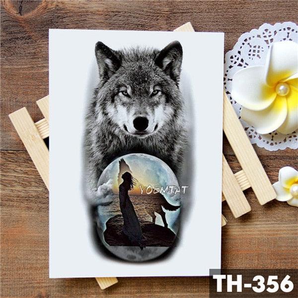 Luxury Waterproof Wolf Fox Temporary Watercolor Tattoo Sticker Modern 3D Animals Tattoos