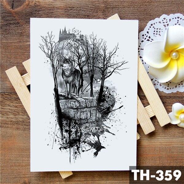 Luxury Waterproof Wolf Fox Temporary Watercolor Tattoo Sticker Modern 3D Animals Tattoos