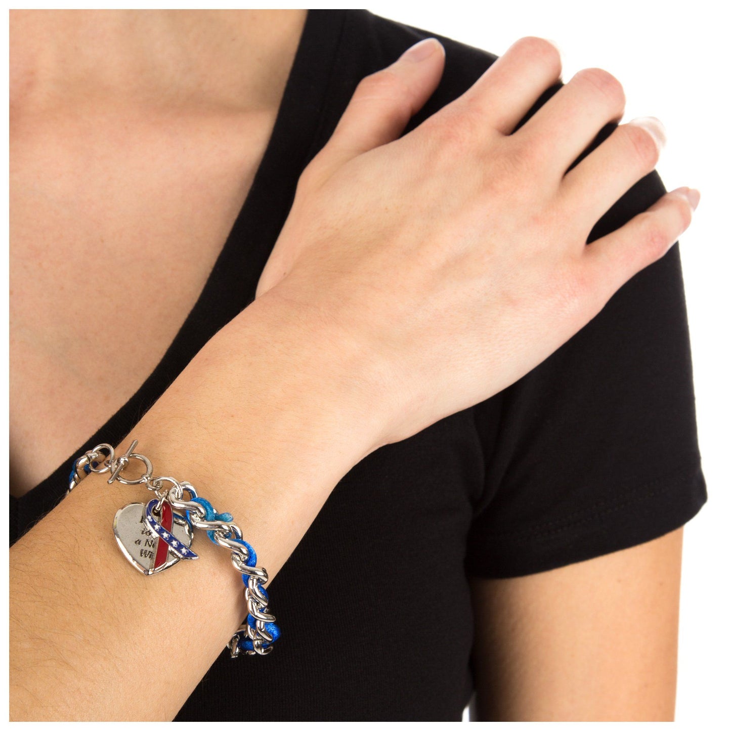 Proud to be a Navy Wife Ribbon Charm Bracelet