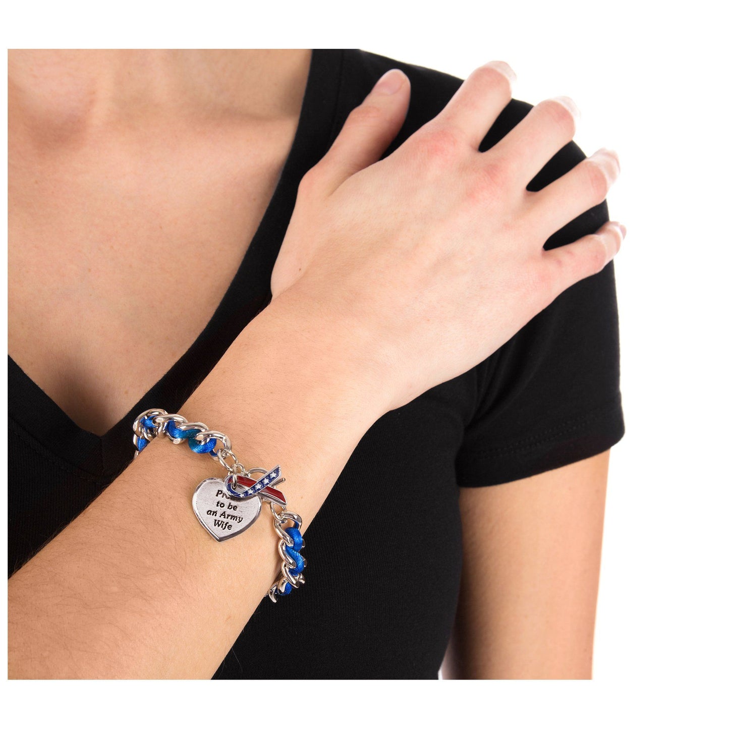 Proud to be an Army Wife Ribbon Charm Bracelet