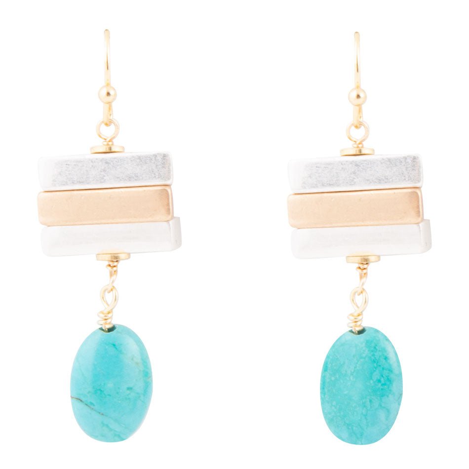 Pueblo Blue Magnesit und Metallmix Ohrhänger