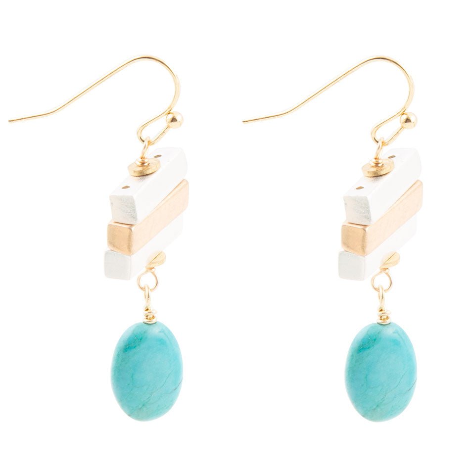 Pueblo Blue Magnesit und Metallmix Ohrhänger