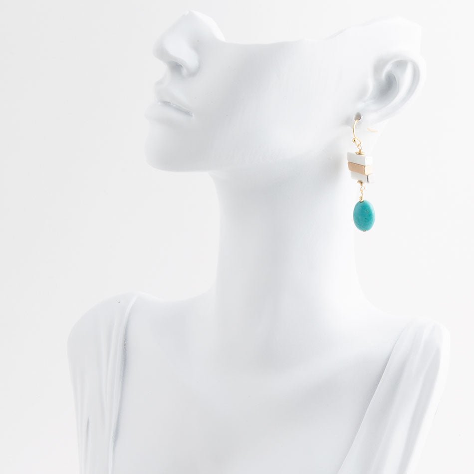 Pueblo Blue Magnesit und Metallmix Ohrhänger