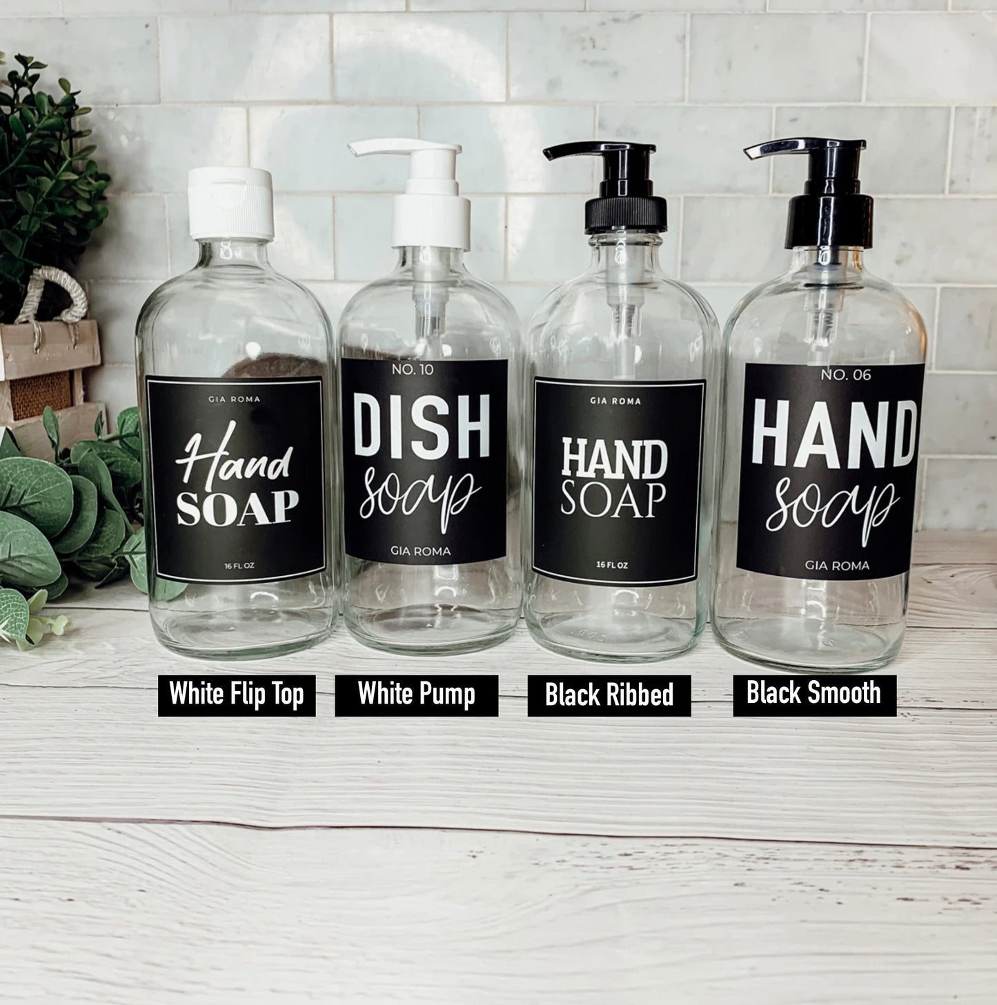 16oz Glas Boston Rundflasche Klar mit weißem Etikett – Mehrfachpackung