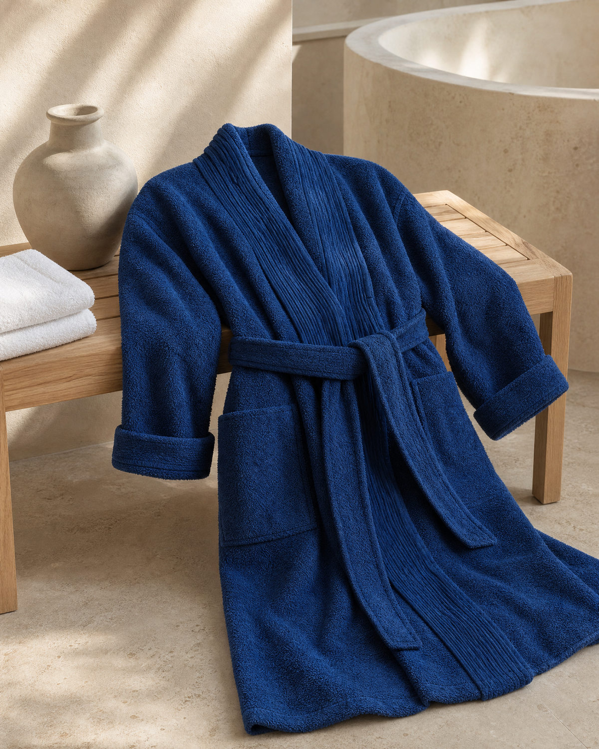 Peignoir plissé en tissu éponge de coton turc