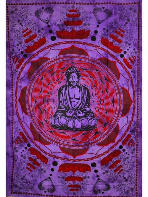 Tapisserie Murale Décorative Lotus Mandala Bouddha Violet