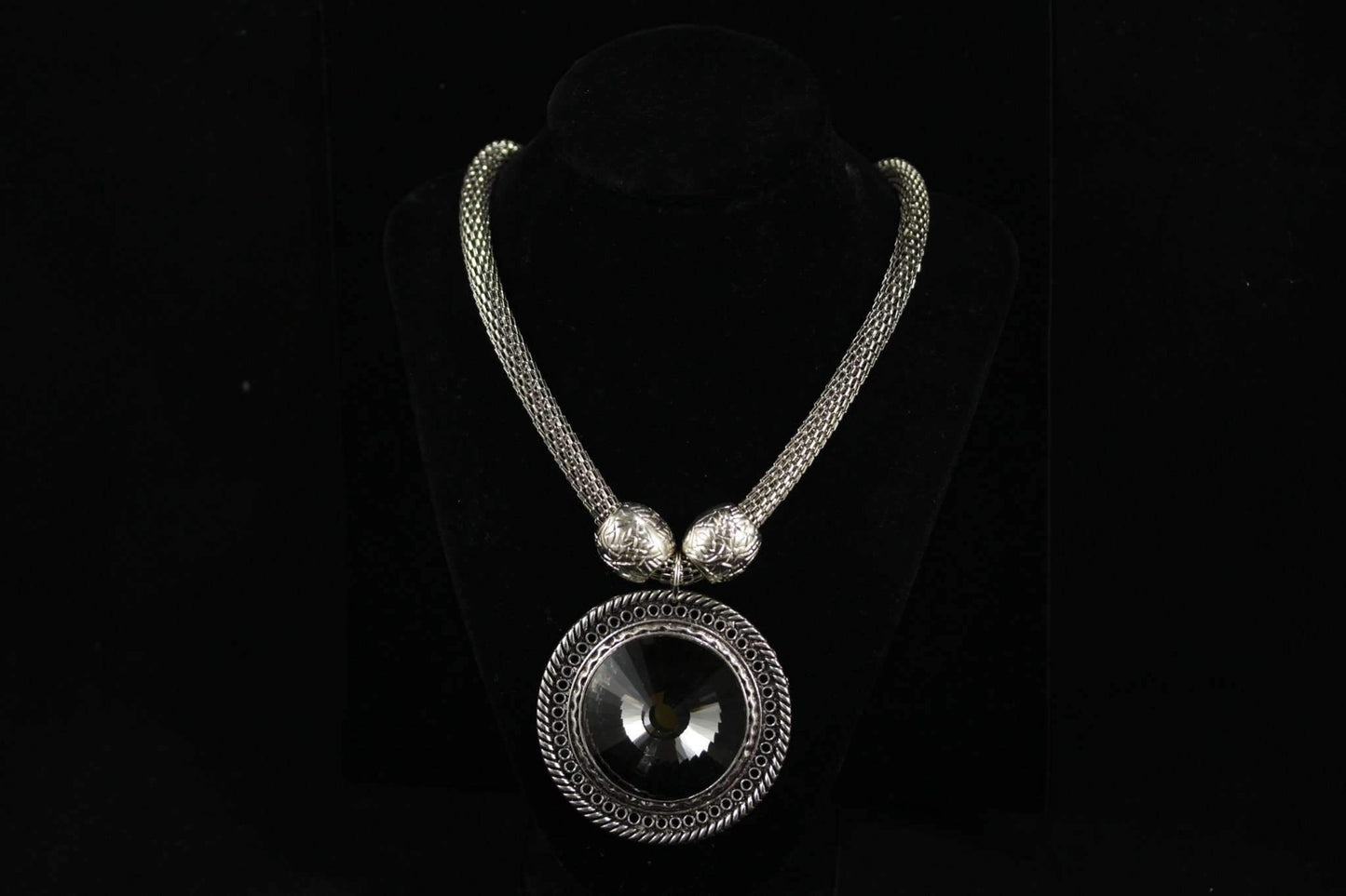 Queen Medallion Necklace Silver Statement Pendant Layered