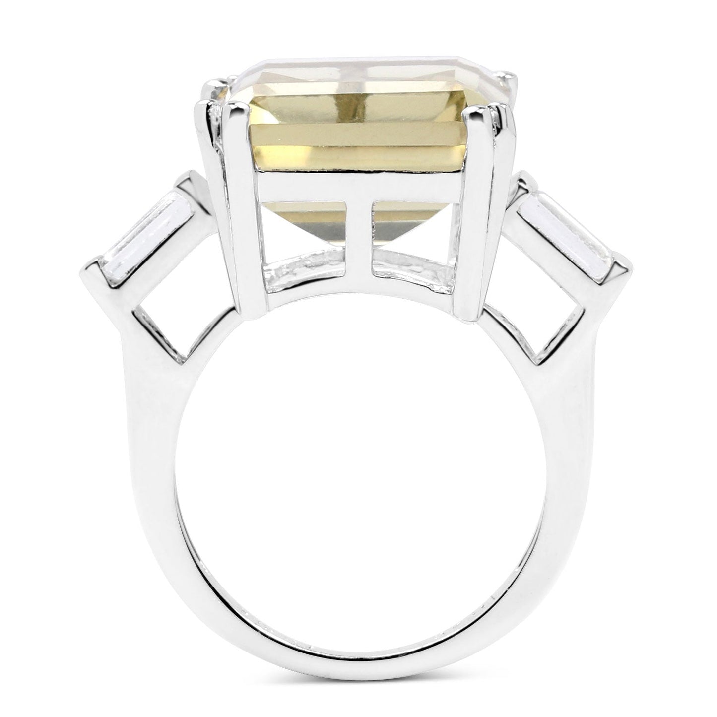 Bague en argent sterling 925 avec quartz citron véritable et topaze blanche de 11,45 carats