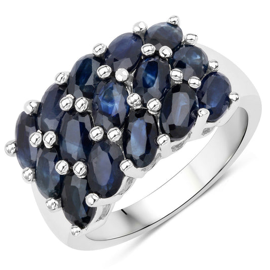 3,30 Karat echter blauer Saphir 925 Sterling Silber Ring