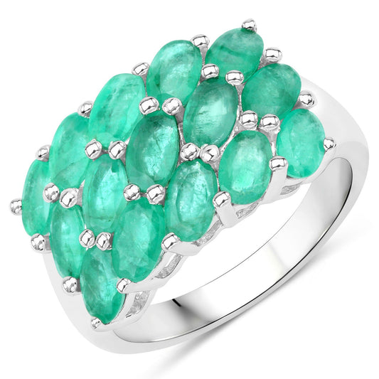 3.00 Karat echter Smaragd .925 Sterlingsilber Ring