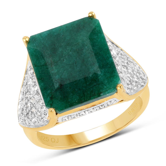 8,70 Karat gefärbter Smaragd und weißer Topas .925 Sterling Silber Ring