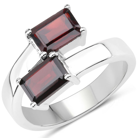 2,40 Karat echter Granat .925 Sterlingsilber Ring