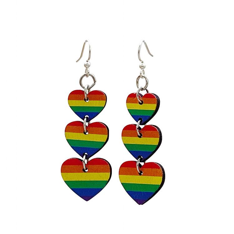 Boucles d'oreilles pendantes cœur arc-en-ciel Fierté Acrylique Légères
