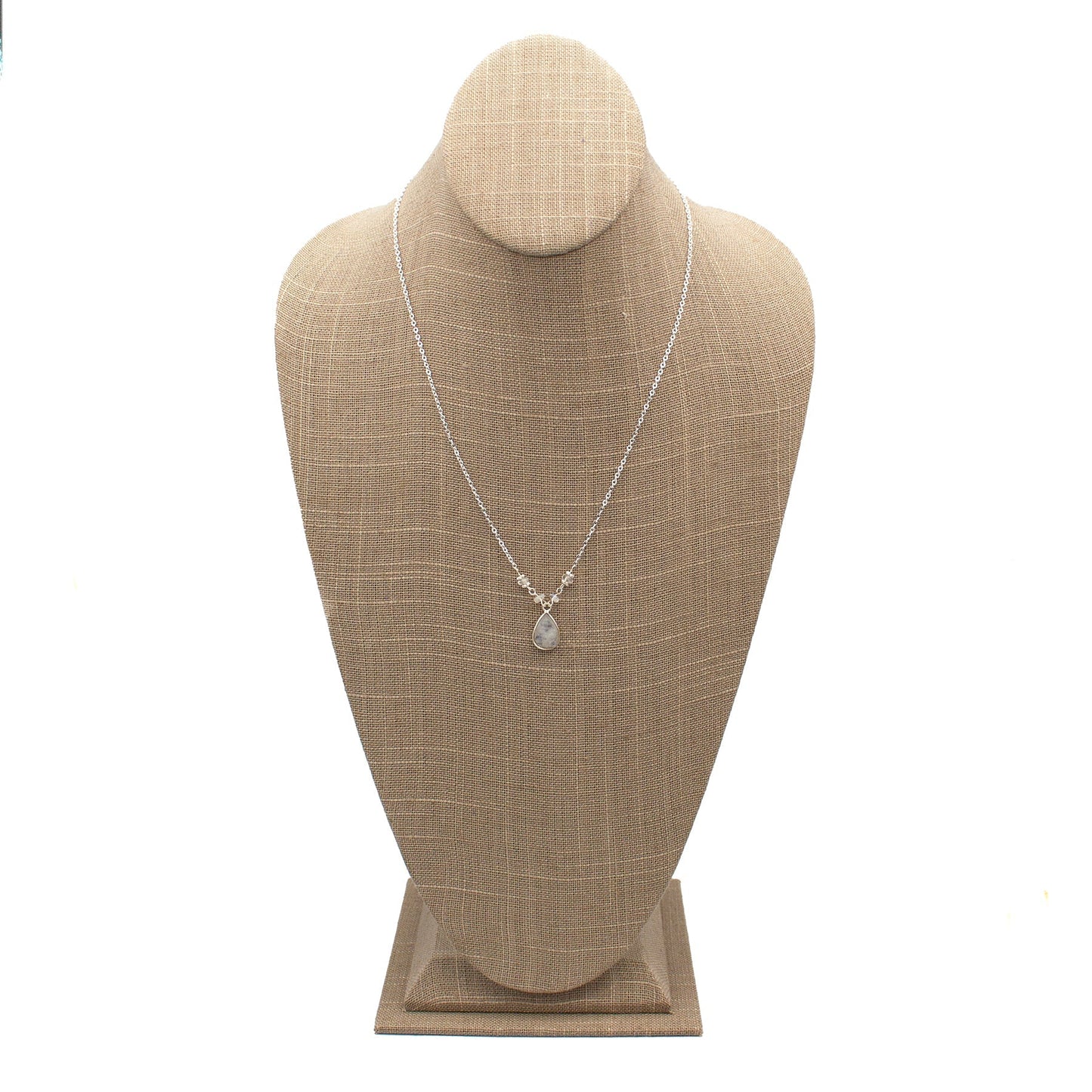 Rainbow Moonstone Pendant Necklace Delicate Sterling Silver