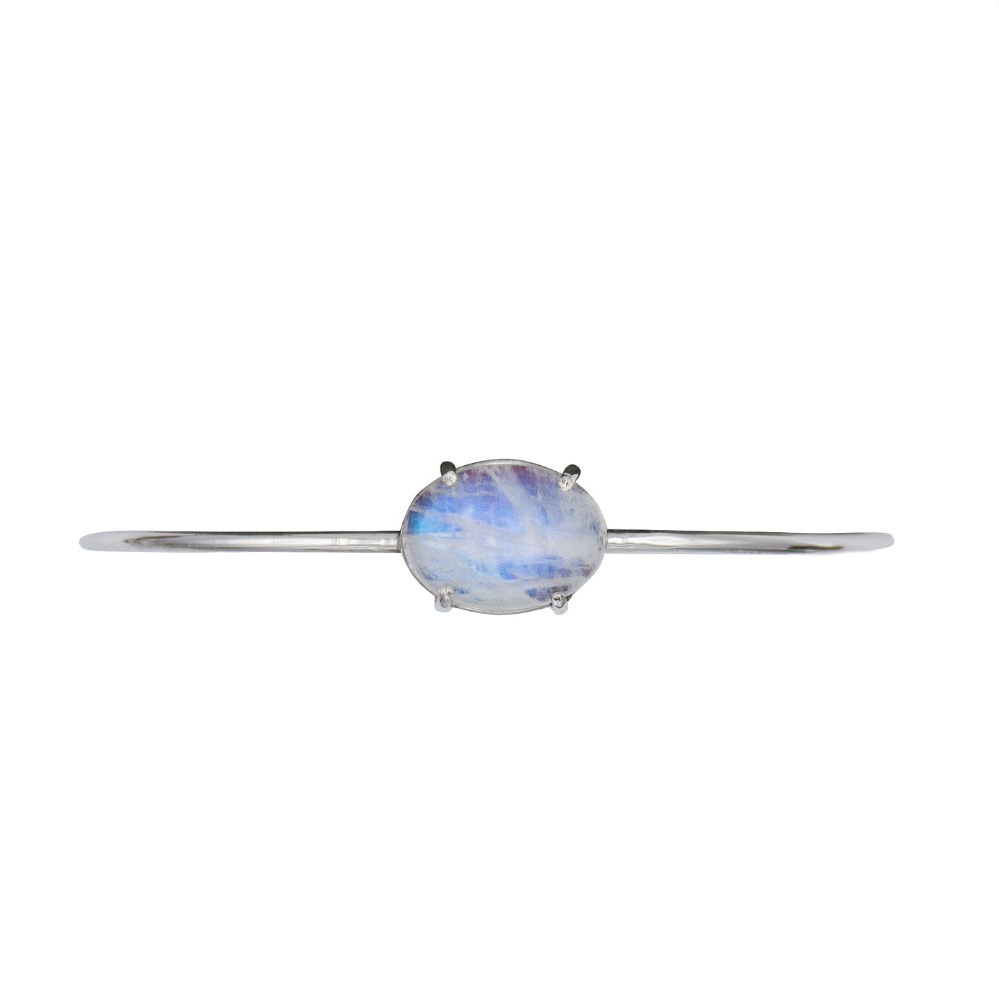 Regenbogen-Mondstein Sterling Silber Zarter Armreif