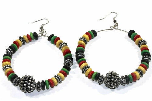 Boucles d'oreilles créoles perlées Rasta style Reggae légères Bohème