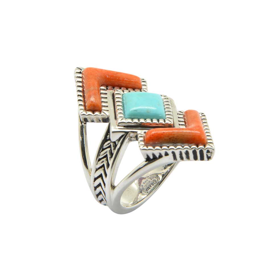 Bague géométrique Rattler en argent sterling