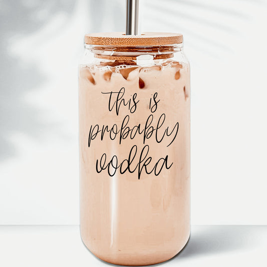 500ml Glastrinkbecher mit Bambusdeckel und 2 Edelstahltrinkhalmen – Wiederverwendbarer Trinkbecher