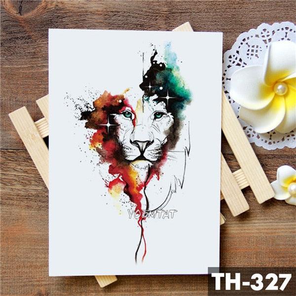 Realistic 3D Wolf Moon Temporary Tattoo Sticker Waterproof Stylish Body New Luxury Animal Tattoo For Men Women