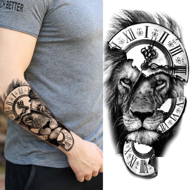 Realistic Full Arm Temporary Tattoos Sleeve Fake Tatoos Warrior Lion Tiger Flower Waterproof Tattoo Stickers For Womens Mens