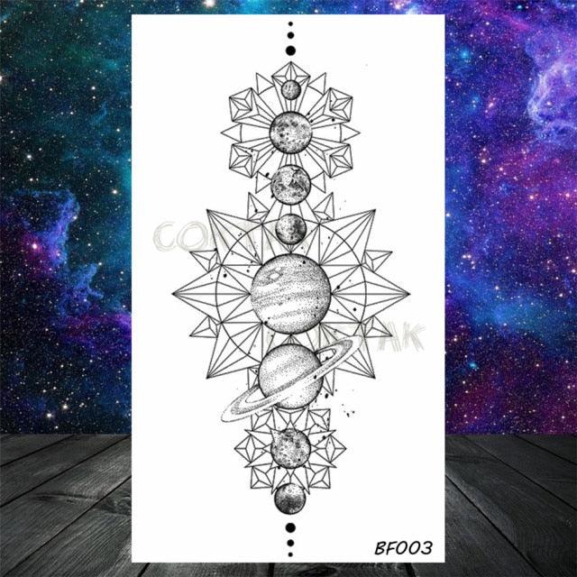 Realistic Small Planets Temporary Tattoos Arm Waterpoof Black Sticker Space Planets For Girls And Boys