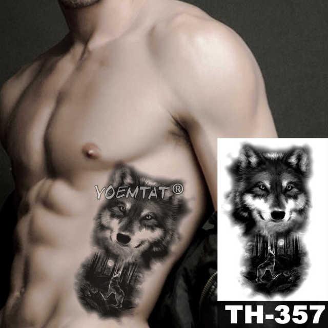 Realistic Temporary Lion Wolf Sticker Tattoo Waterproof  Elegant Body Arm Warrior Tattoo For Mens