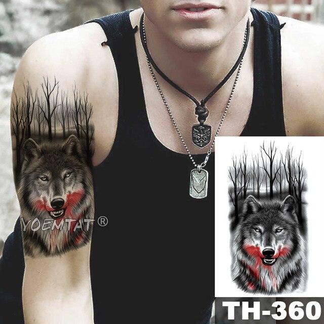 Realistic Temporary Lion Wolf Sticker Tattoo Waterproof  Elegant Body Arm Warrior Tattoo For Mens