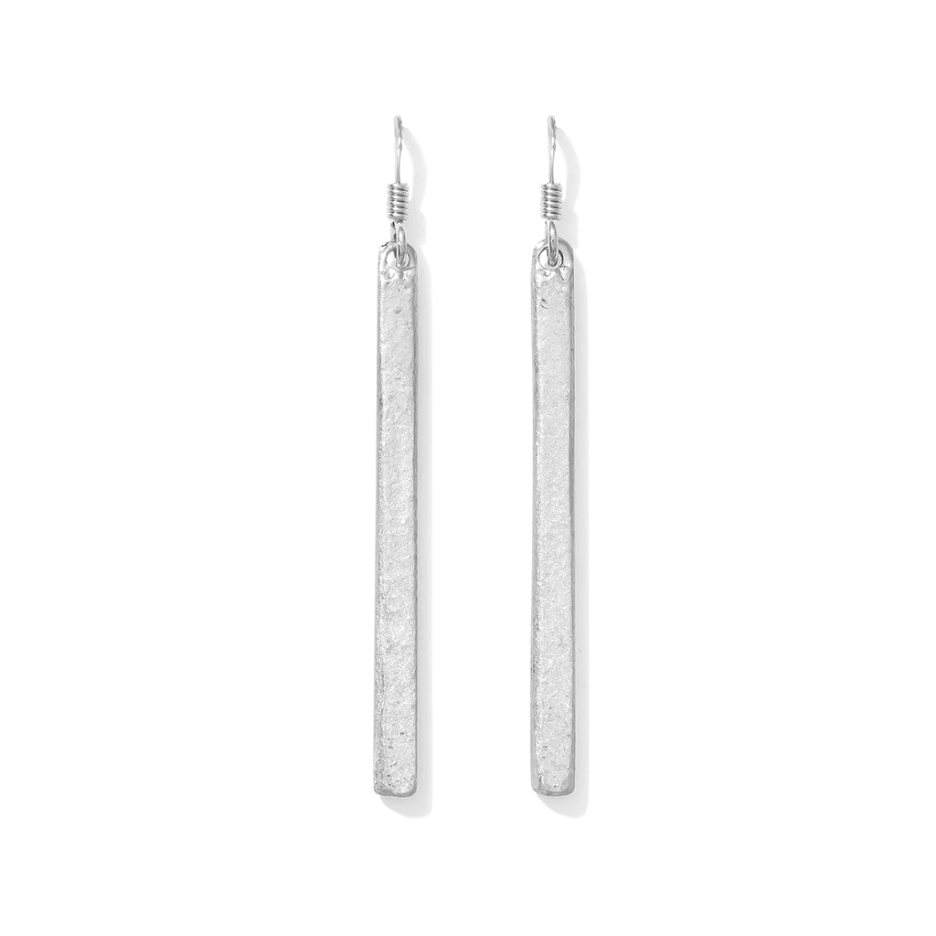 Recycled Aluminum Bombshell Bar Drop Earrings Lightweight 2in Minimalist